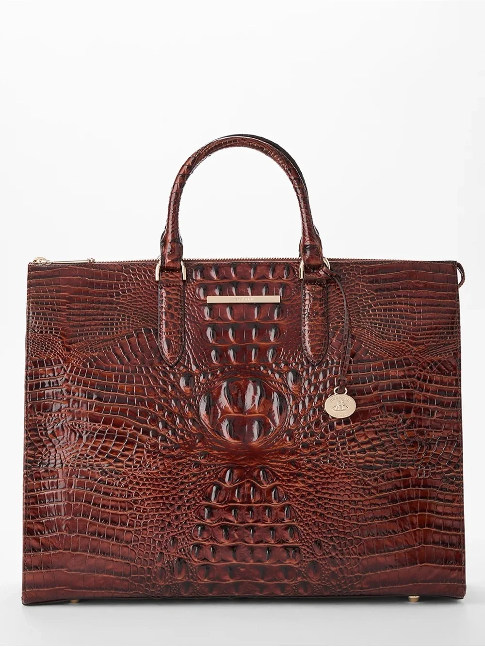 Brahmin Pecan Melbourne Croc-Embossed Leather Business Tote and Cordelia Wallet